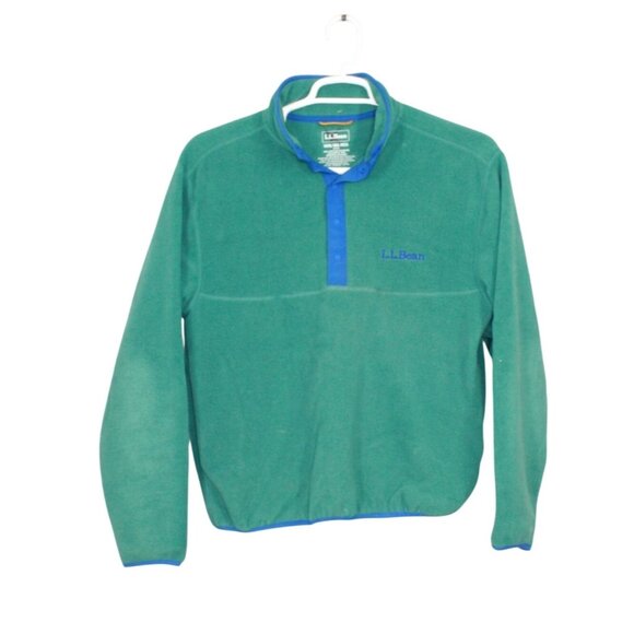 LL Bean Unisex Bean's Classic Fleece Pullover Sweater Rustic Green W/M M/S - Picture 1 of 9